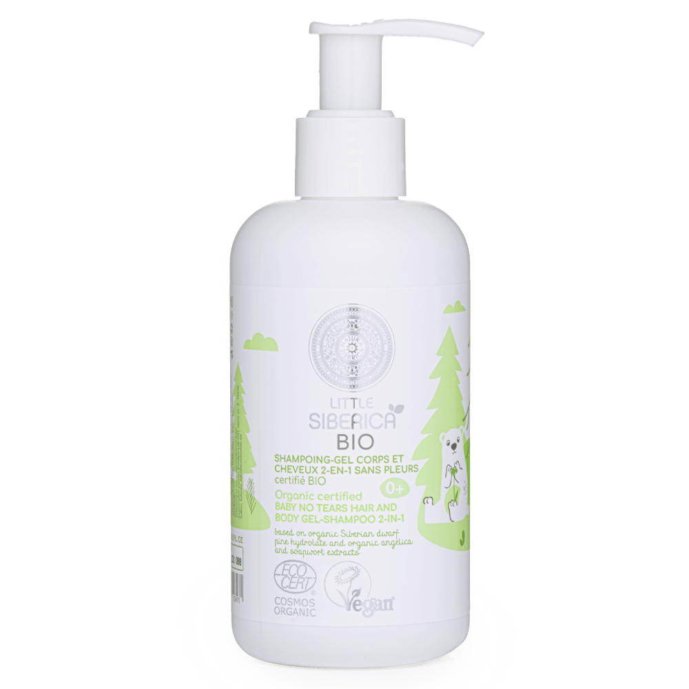 Little Siberica Organic Certified Baby No Tears Hair and Body Gel-Shampoo 2-in-1, 250 ml