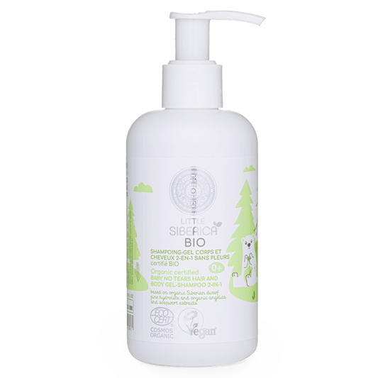 Little Siberica Organic Certified Baby No Tears Hair and Body Gel-Shampoo 2-in-1, 250 ml